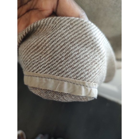 70's - 80's Albert Nipon Designer Wool Diagonal Striped Tan/Cream Skirt - Picture 6 of 11